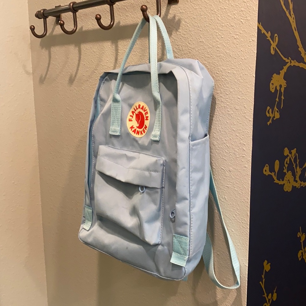 Fjallraven kanken light blue backpack